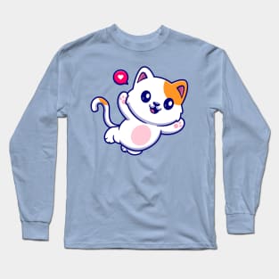 Cute Cat Floating Cartoon Long Sleeve T-Shirt